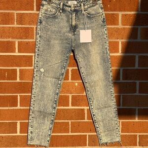 Pistola Blue Ankle Cropped Jeans with Distressed Vintage Look